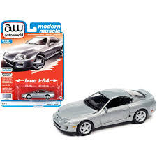 1/64 1993 TOYOTA SUPRA - ALPINE SILVER - AUTO WORLD AW64302