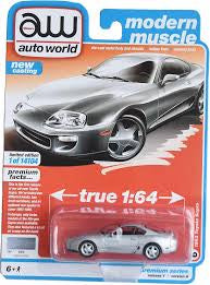 1/64 1993 TOYOTA SUPRA - ALPINE SILVER - AUTO WORLD AW64302