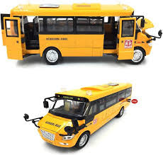 SCHOOL BUS 9” DIE CAST WITH SOUND & LIGHTS - PULL BACK 671D