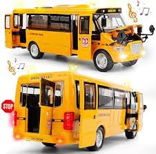 SCHOOL BUS 9” DIE CAST WITH SOUND & LIGHTS - PULL BACK 671D
