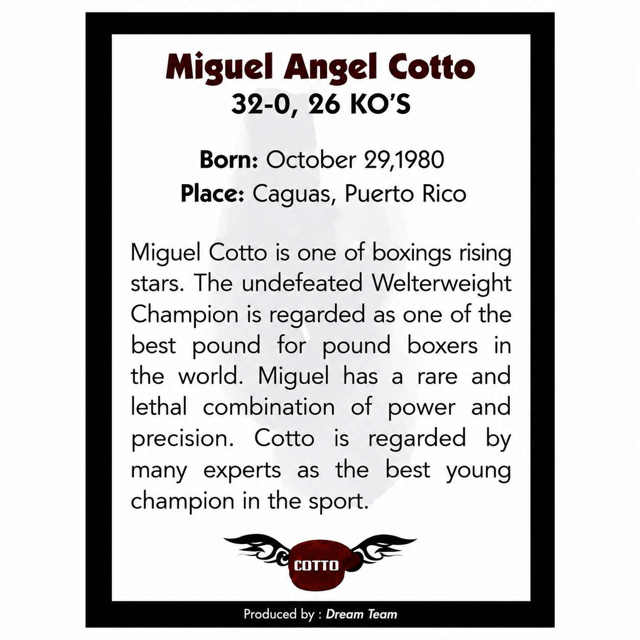 TARJETA DE MIGUEL COTTO