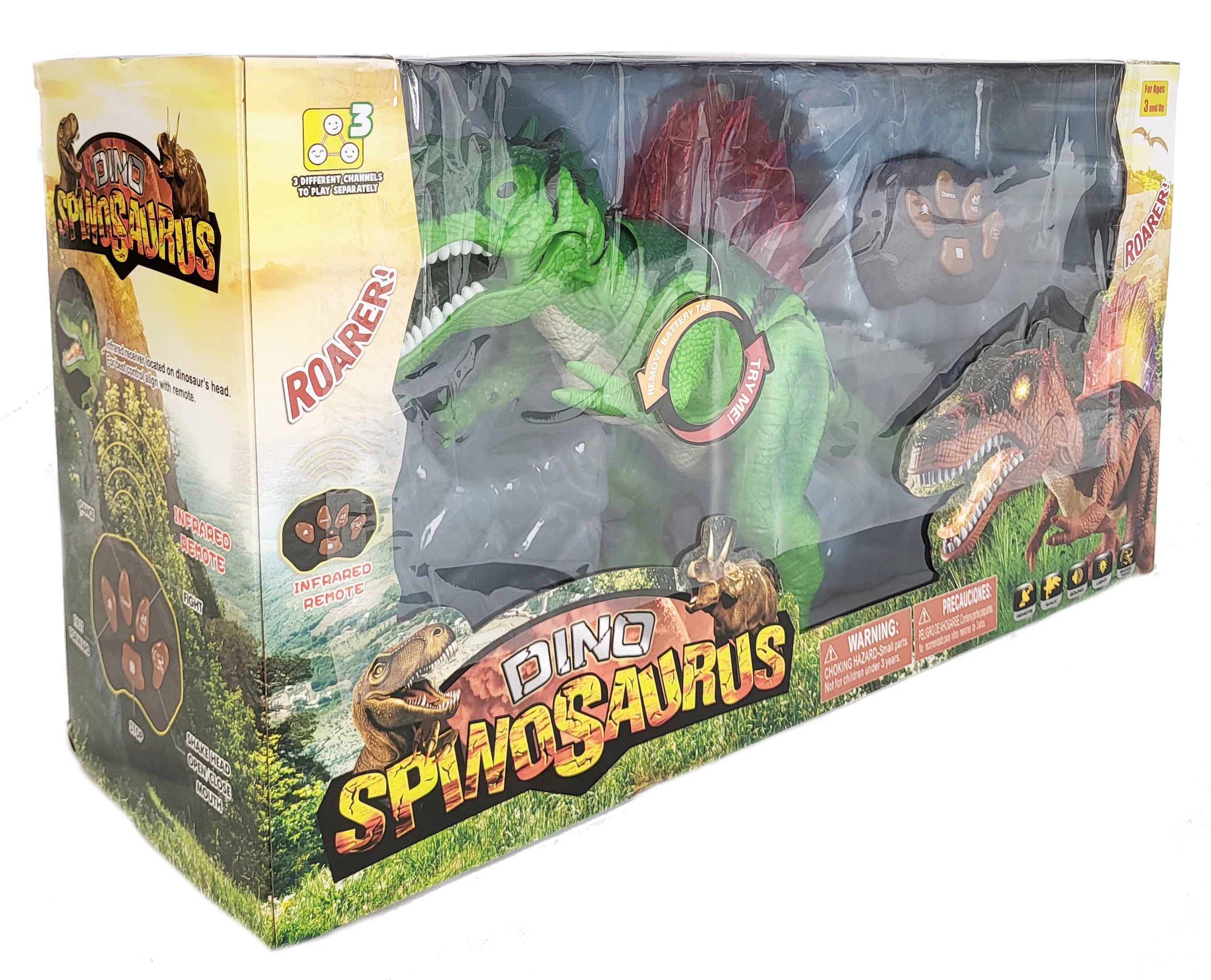 RADIO CANTROL JUMBO SPINOSAURUS WITH LIGHT & SOUND  20" - BATTERY OPERATED ITEM # F191