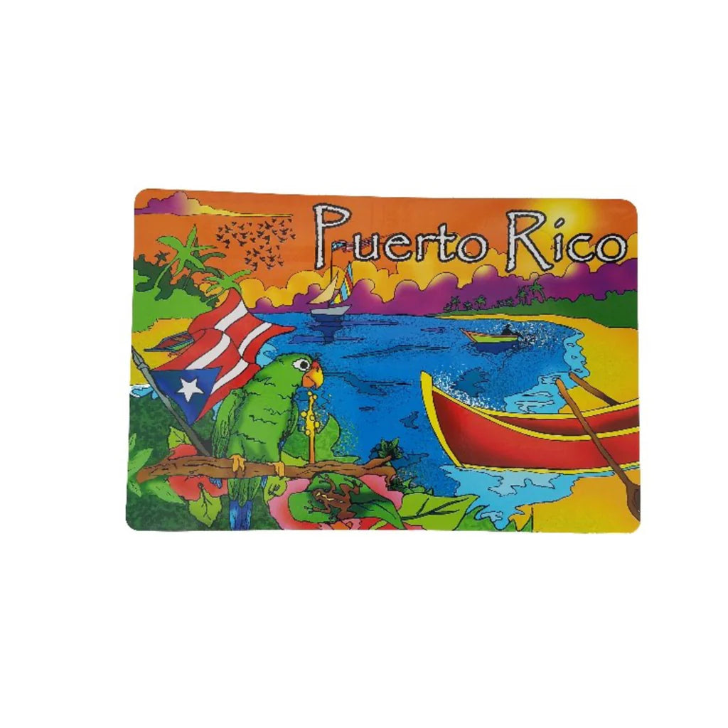 PUERTO RICO PLACE MAT - SUNSET & PARROT 17” x 11.5”