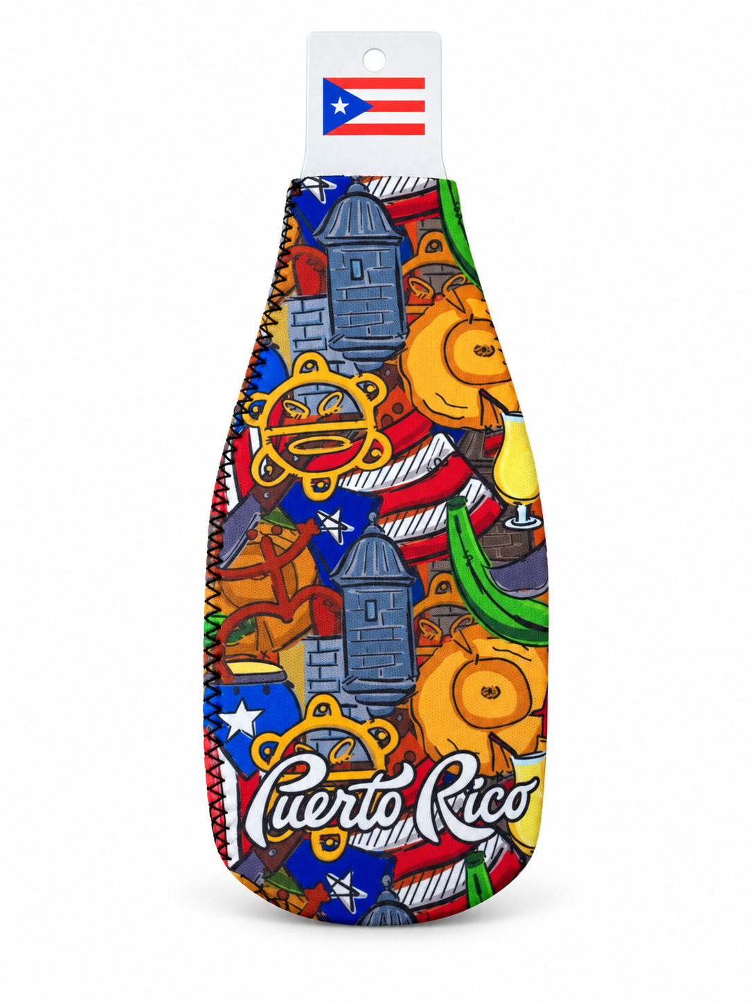 PUERTO RICO SYMBOLS BOTTLE COOLER  WITH OPENER