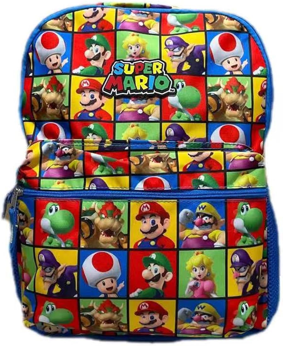 16” SUPER MARIO CHARACTER COLLAGE BACK PACK