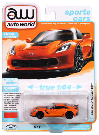1/64 2019 CHEVY CORVETTE Z06 SEBRING ORANGE - SPORTS CARS AUTOWORLD