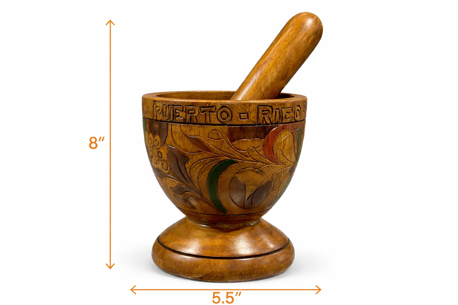 PILÓN DE MADERA MEDIANO 8” (ALTO)  X 5.5” (BOCA)