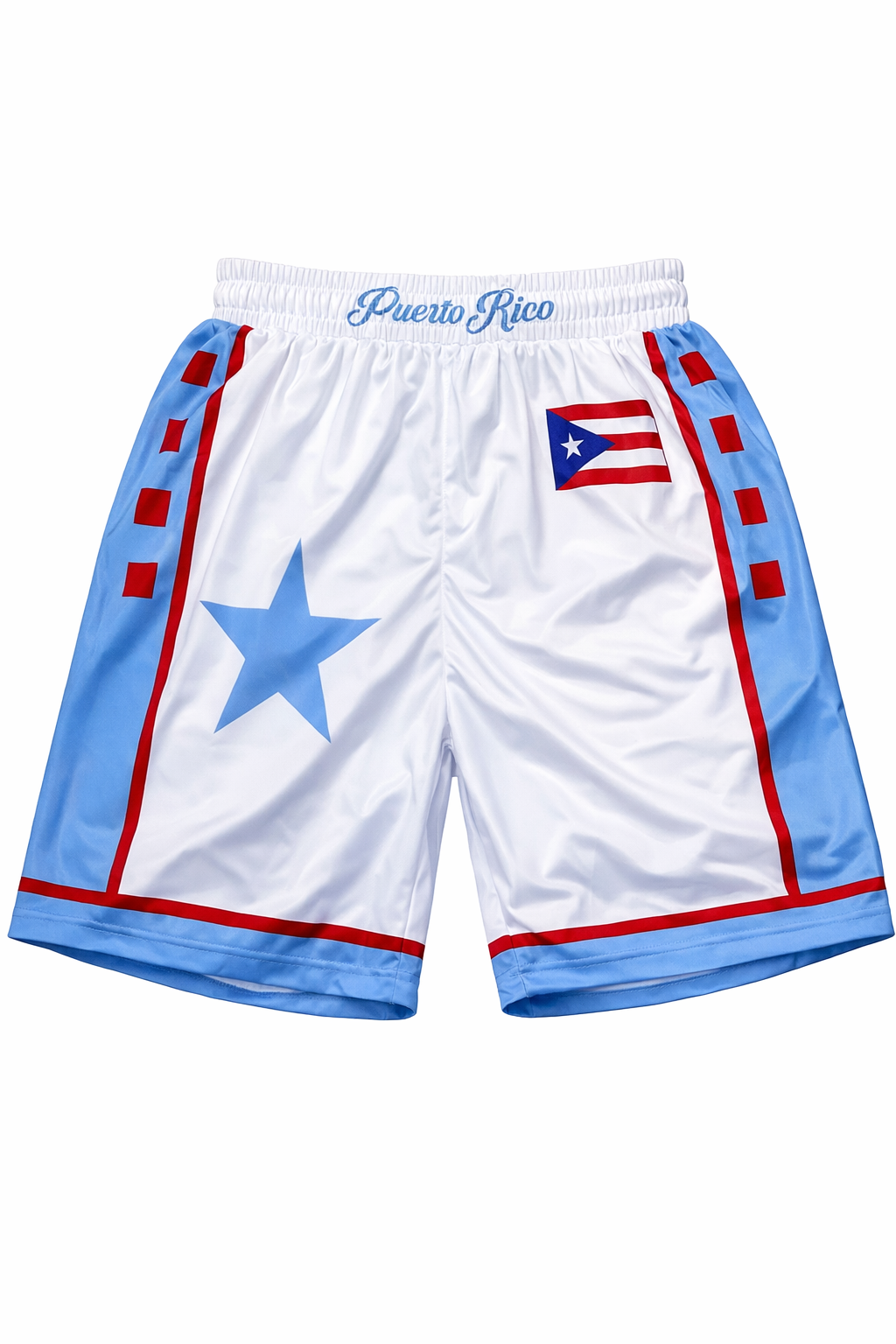 PUERTO RICO FLAG LIGHT BLUE BASKETBALL SHORTS