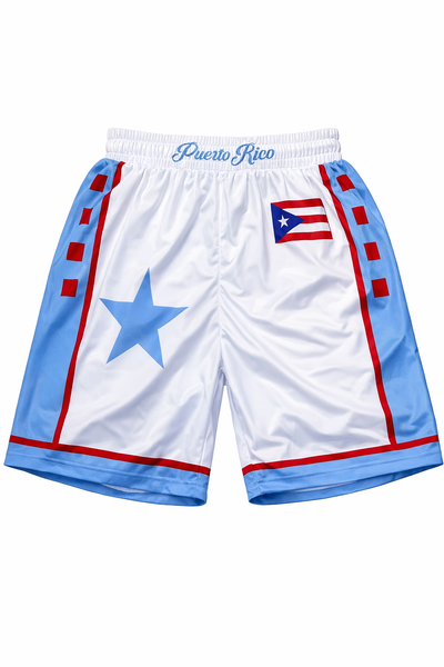 PUERTO RICO FLAG LIGHT BLUE BASKETBALL SHORTS