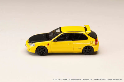 1/64 INITIAL D HONDA CIVIC EK9 YELLOW “30TH ANNIVERSARY” - HOBBY JAPAN