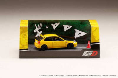 1/64 INITIAL D HONDA CIVIC EK9 YELLOW “30TH ANNIVERSARY” - HOBBY JAPAN