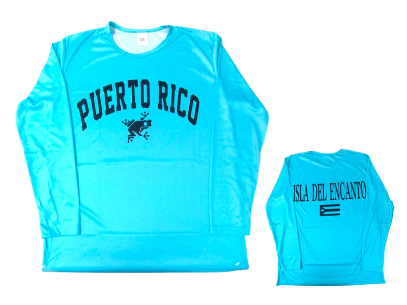 PUERTO RICO LONG SLEEVES SHIRT 100% POLYESTER - BLUE