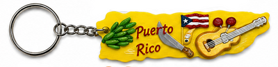 LLAVERO DE RESINA EN FORMA DE MAPA DE PUERTO RICO