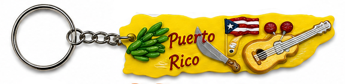 LLAVERO DE RESINA EN FORMA DE MAPA DE PUERTO RICO