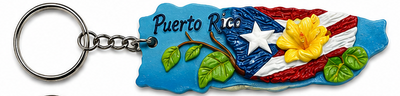 LLAVERO DE RESINA EN FORMA DE MAPA DE PUERTO RICO