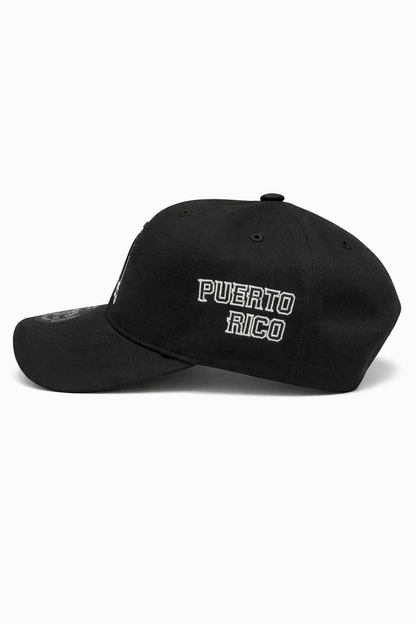 GORRA DE PUERTO RICO - NEGRA - LETRA NEGRA Y BLANCA