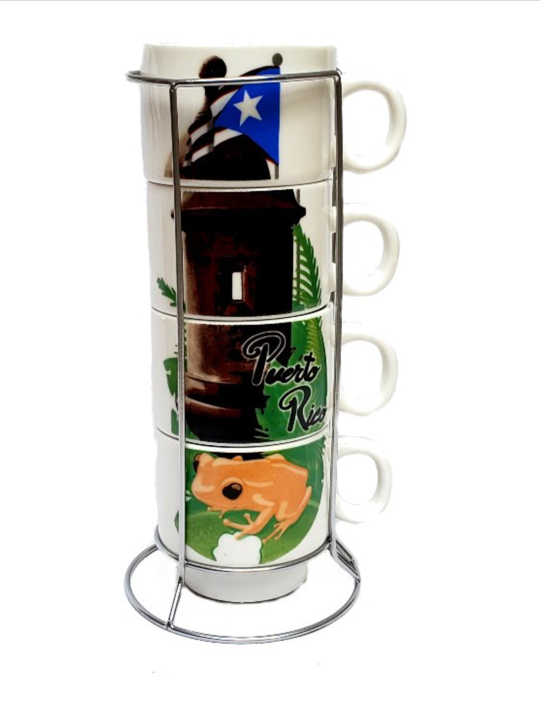 Set 4 Puerto Rico Flag , Garita & Coqui Coffee Mug W/ Holder