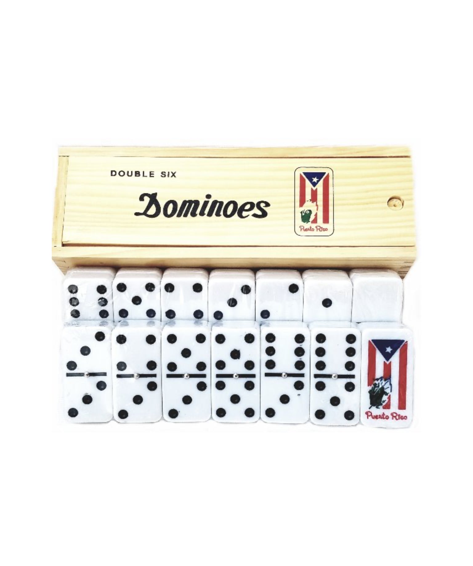 Professional Size  Double Six Dominos - Bandera y Coquí