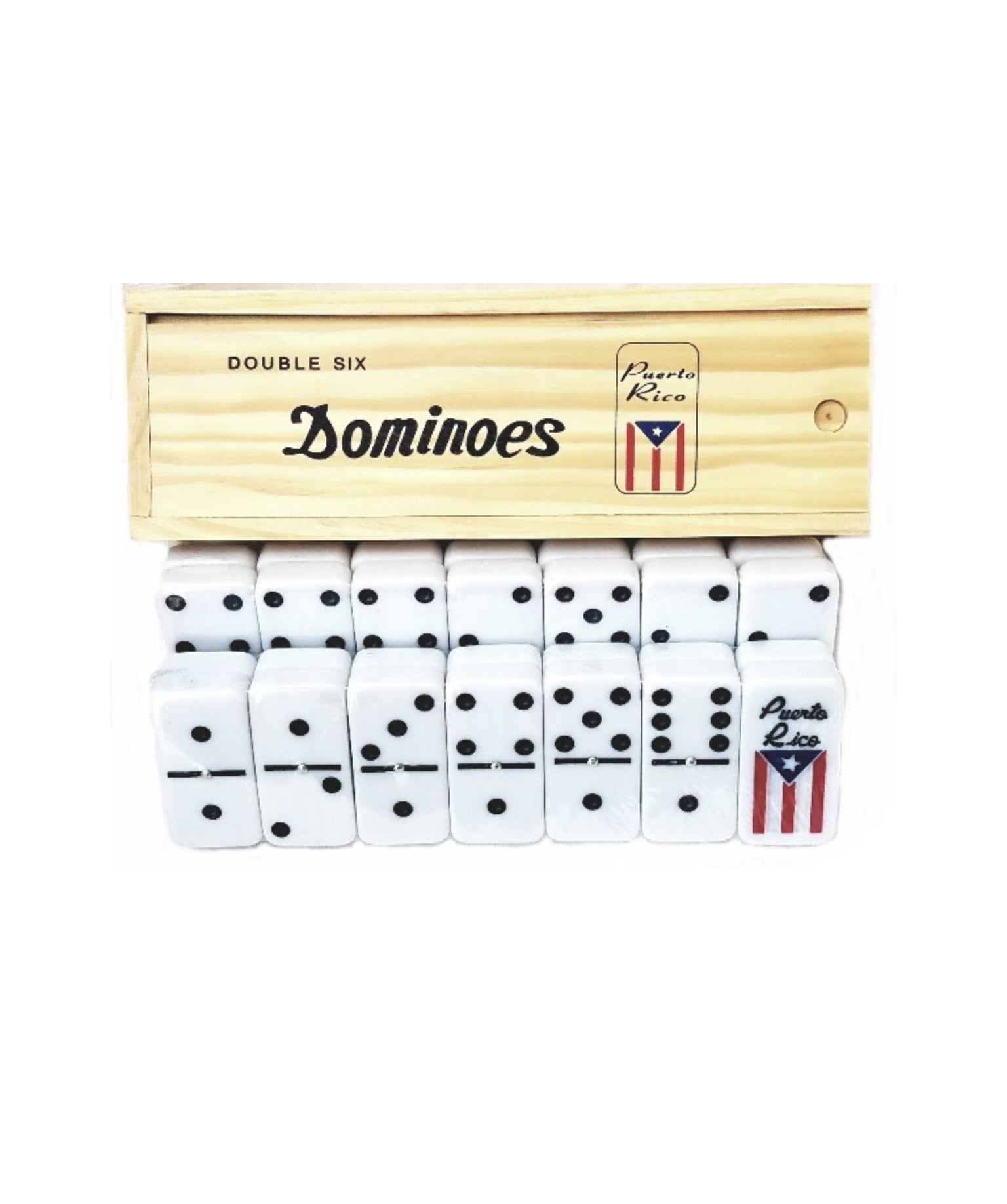 Professional Size Double Six Dominos - Bandera de Puerto Rico