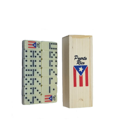 Mini dominó con la bandera de Puerto Rico
