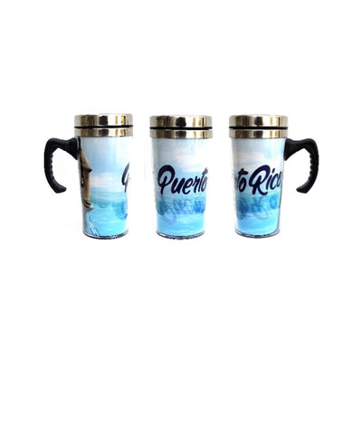 Tazas de viaje de acero inoxidable con asa de Puerto Rico Garita