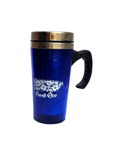 Tazas de viaje de acero inoxidable con asa de la isla de Puerto Rico
