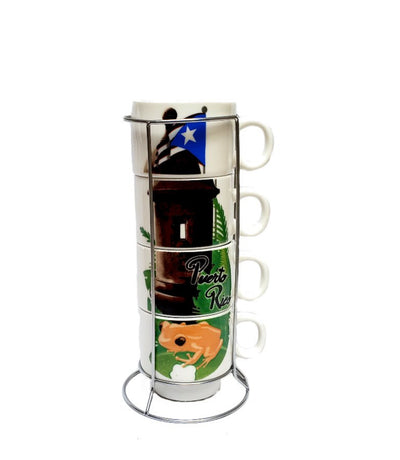 Set 4 Puerto Rico Flag , Garita & Coqui Coffee Mug W/ Holder