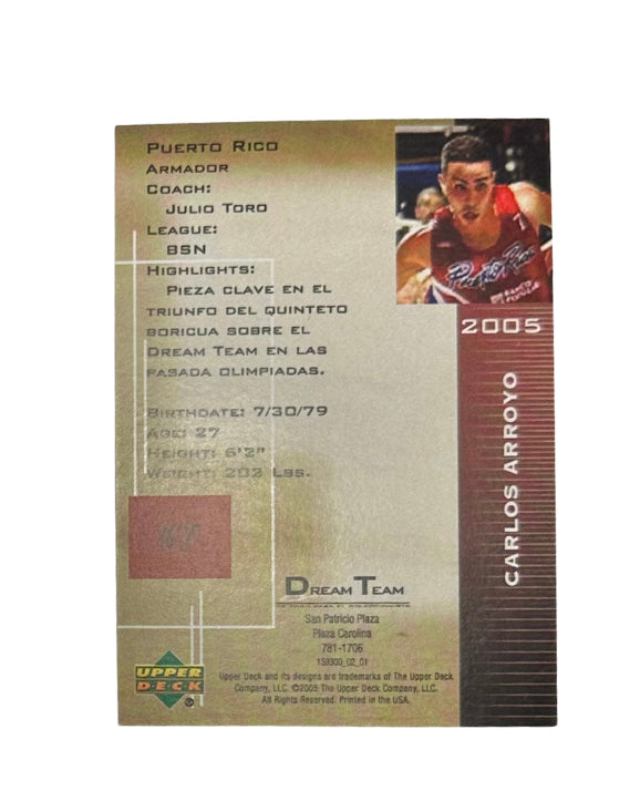 2005 UPPER DECK - Tarjeta deportiva de Carlos Arroyo
