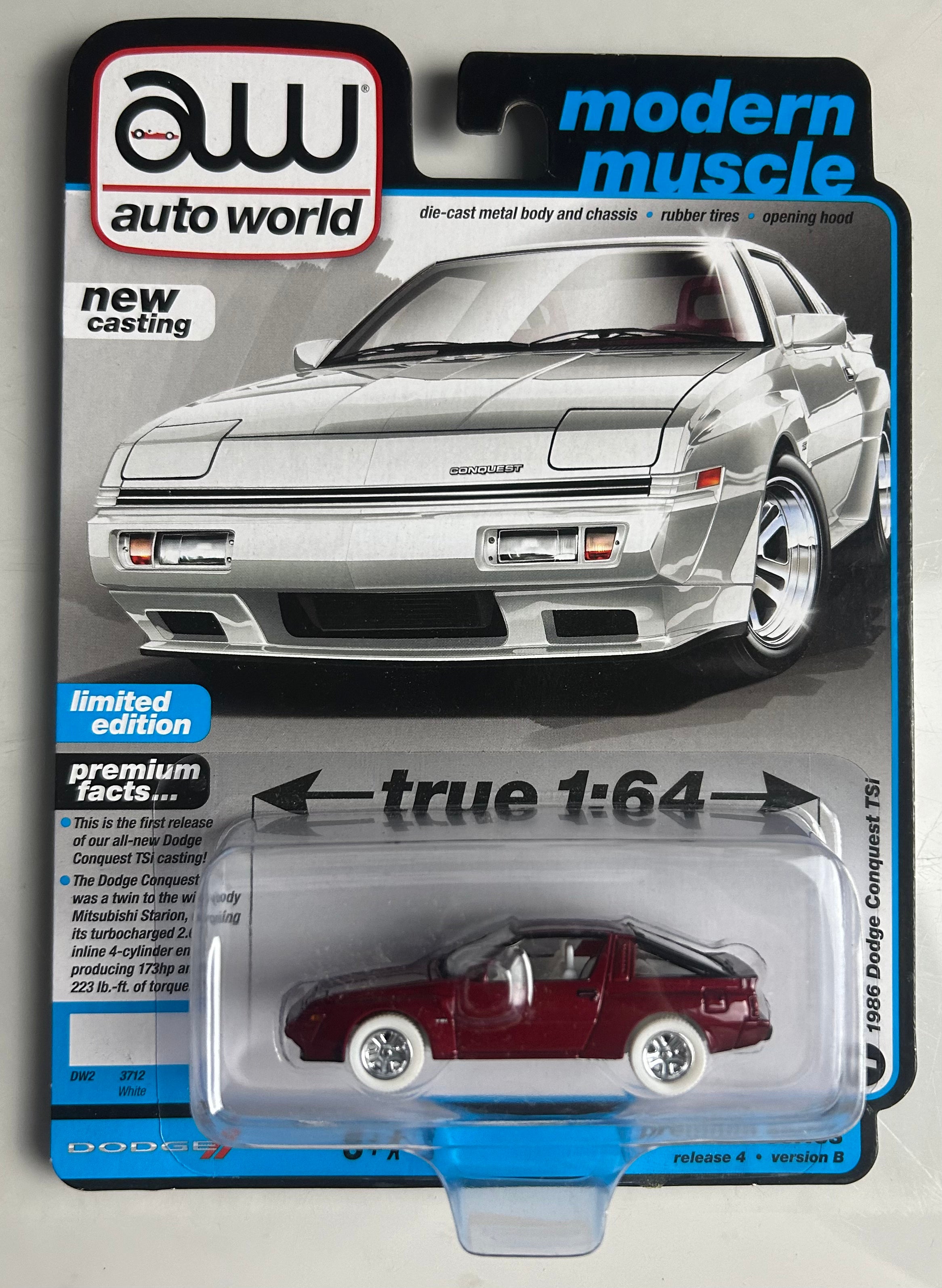1/64 1986 DODGE CONQUEST TSI - MODERN MUSCLE "CHASE" (CANDY RED VARIATION)