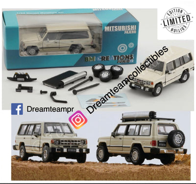 1/64 MITSUBISHI PAJERO MK1 MARFIL MATE CON TECHO NEGRO