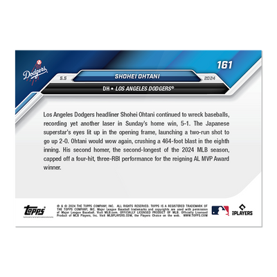 TARJETA COLECCIONABLE N.° 161 DE SHOHEI OHTANI DE TOPPS NOW 2024