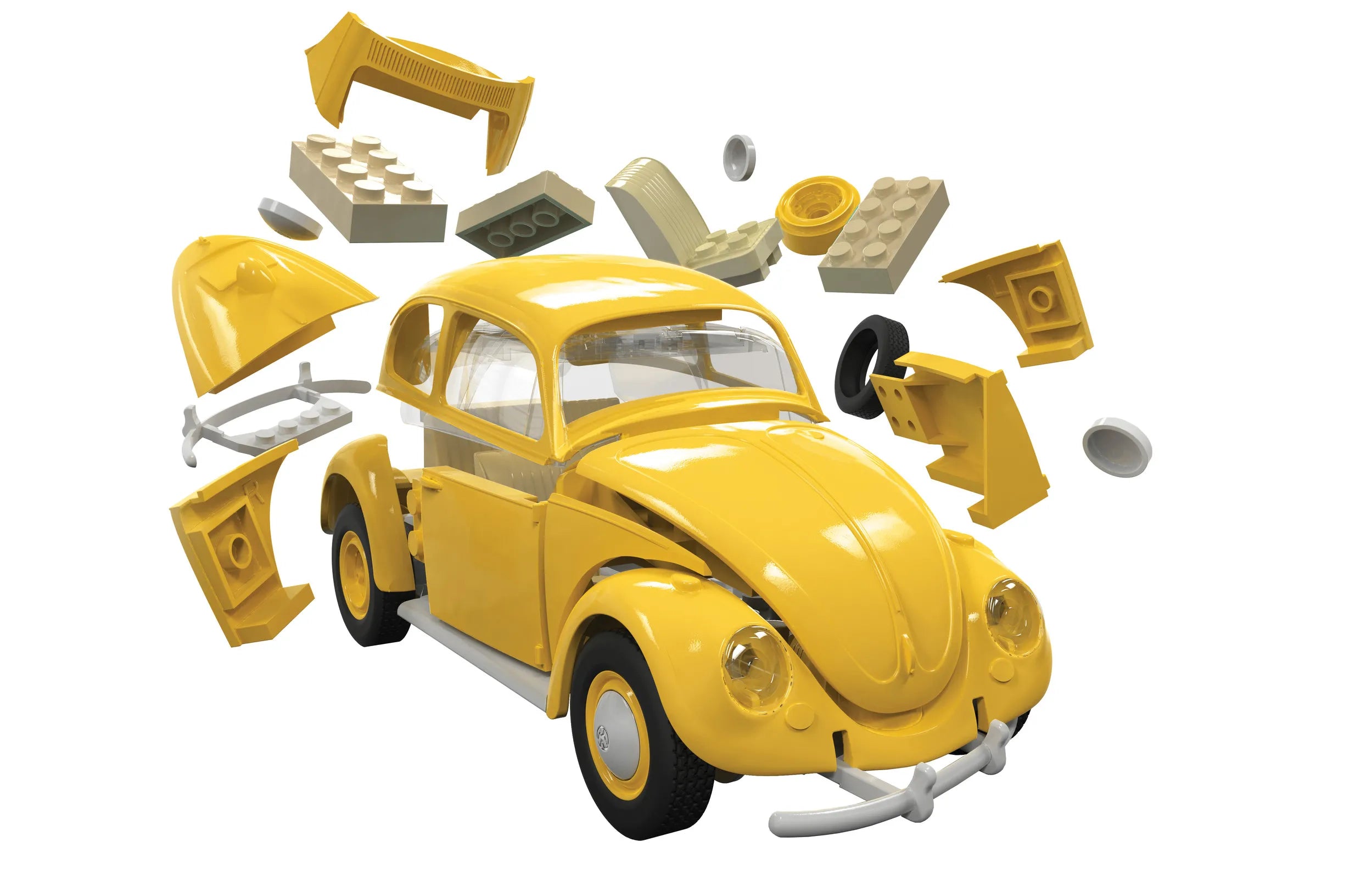 VW BEETLE YELLOW -J6023 QUICKBUILD