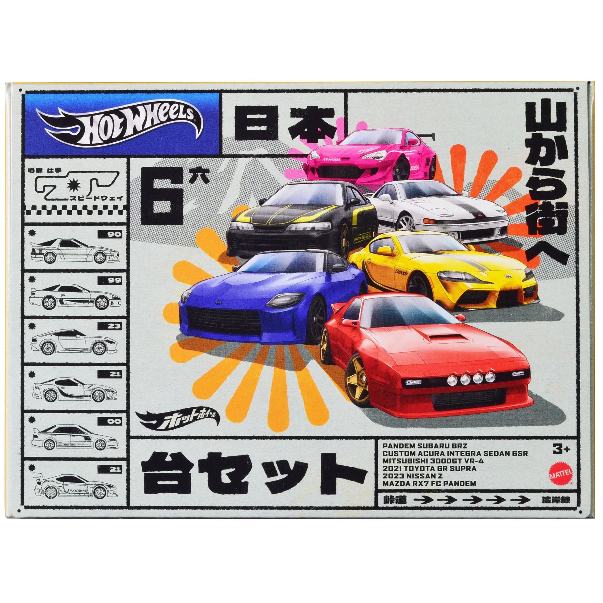 1/64 HOTWHEELS JAPANESSE STREET THEME 6PCS SET