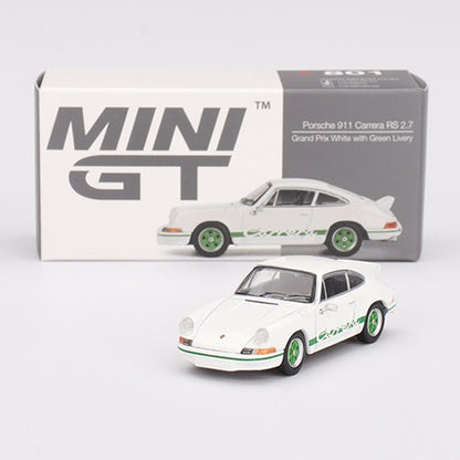 1/64 PORSCHE 911 CARRERA ES 2.7 GRAND PRIX WHITE WITH/GREEN LIVERY - MINI GT