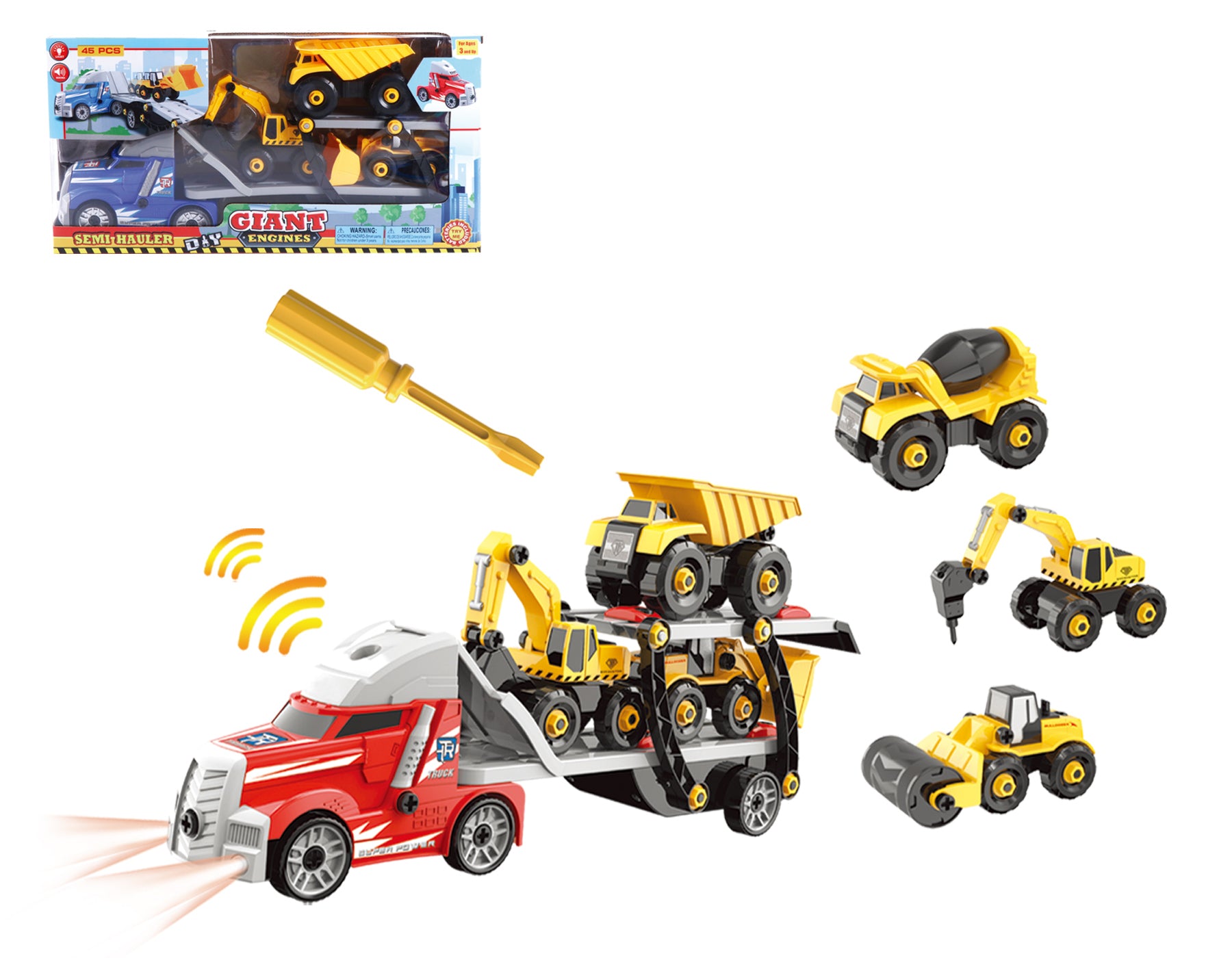 TAKE APART TRUCK SET WITH LIGHT & SOUND 48 PCS SET 28" (BATTERY OPERATED) MY020
