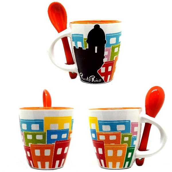 Puerto Rico Coffee Cup W/ Spoon Handel Ceramics Mug 10.oz