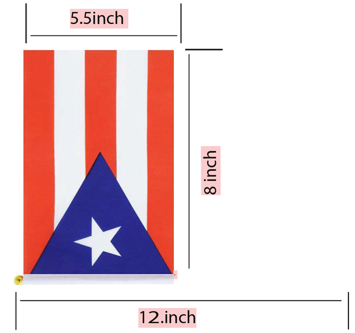 Bandera de  Puerto Rico 5.5" x 8" en tela