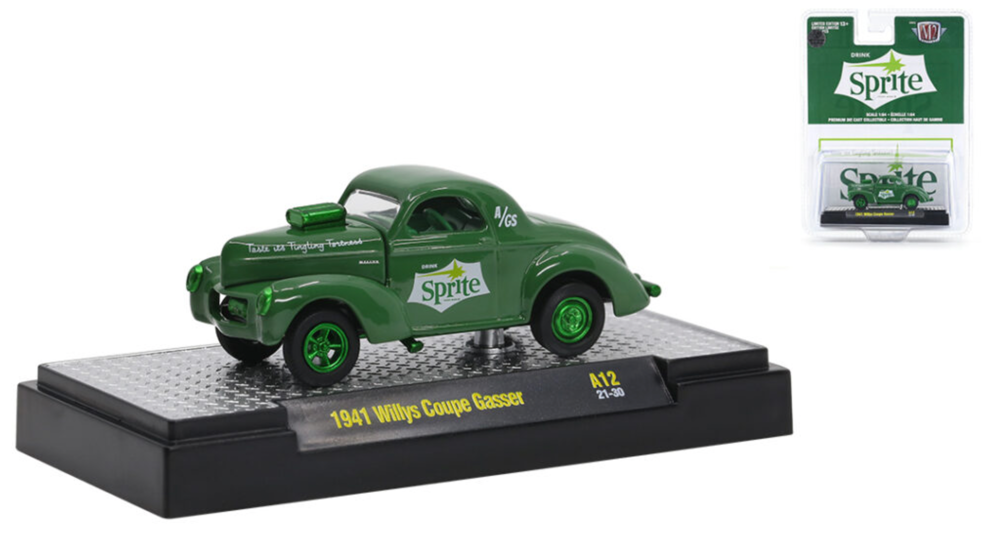 1/64 1941 WILLYS COUPE GASSER - SPRITE "CHASE" (GREEN RIMS VARIATION) 750PCS
