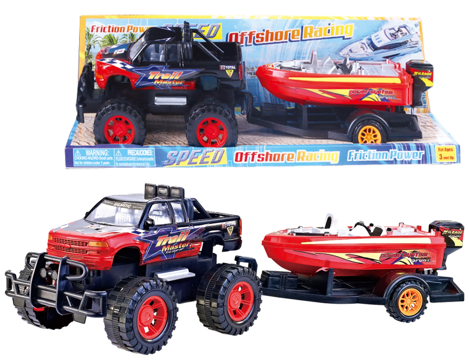 FRICTION TOWING TRUCK WITH BOAT 20" YX5899