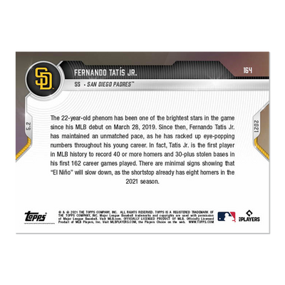 2021 TOPPS NOW FERNANDO TATIS JR.  #164 TRADING CARD