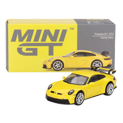 PORSHE 911 GT3 MINI GT RACING AMARILLO 1/64
