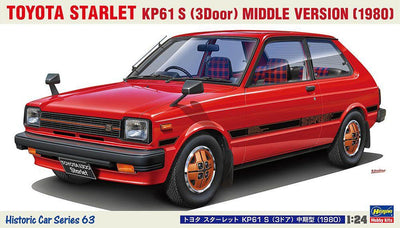 1/24 1980 TOYOTA STARLET KP61 S (3 DOOR) MIDDLE VERSION  S PLASTIC MODEL KIT - HASEGAWA