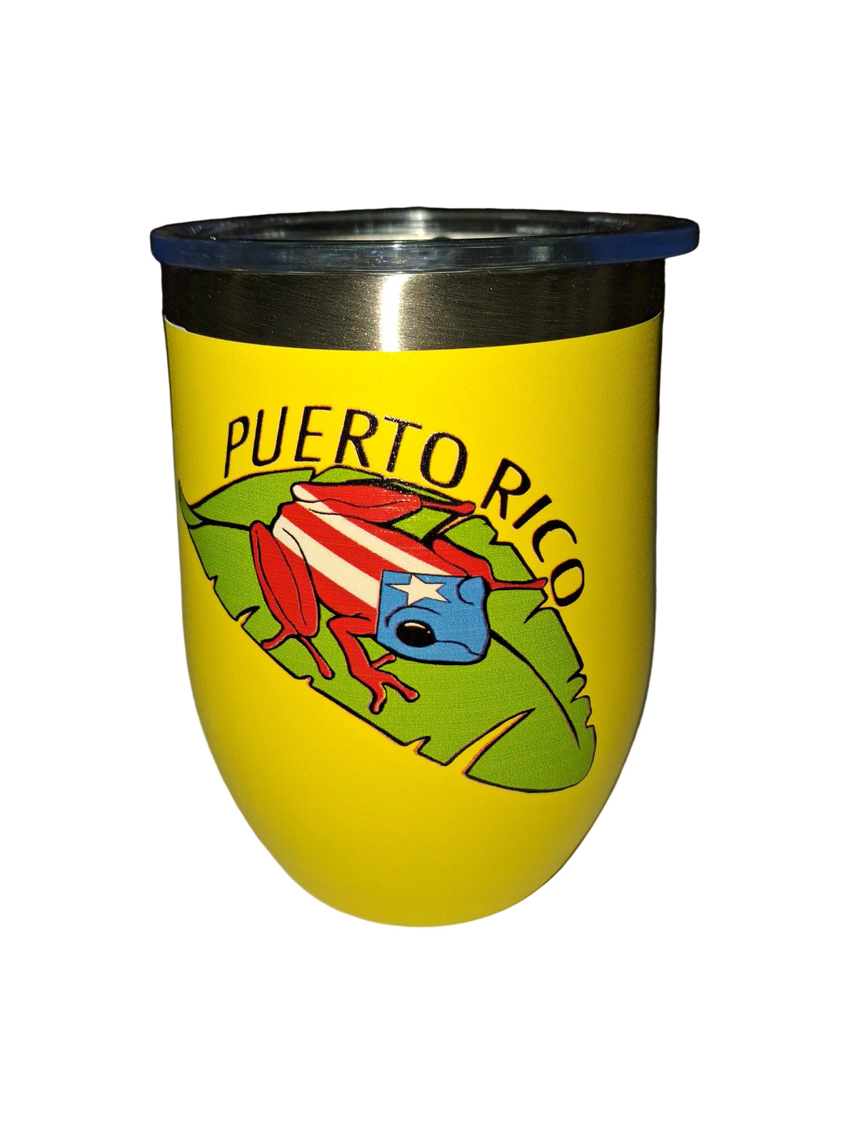 Vaso insulado Coqui con bandera de Puerto Rico en hoja