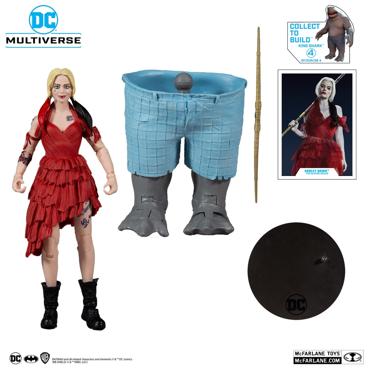 THE SUICIDE SQUAD HARLEY QUINN - DC MULTIVERSE ACTION FIGURE W/ KING SHARK BODY