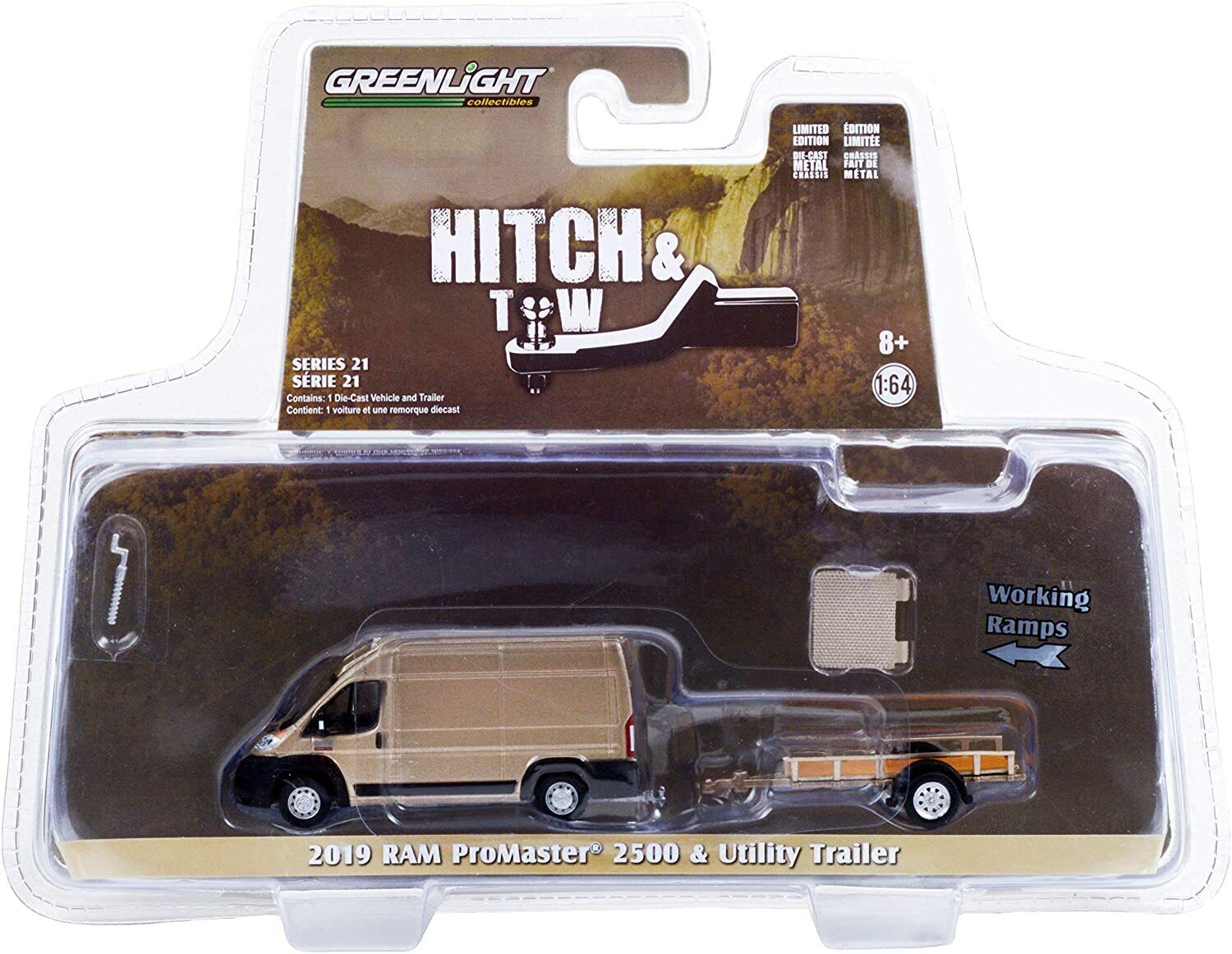 1/64 2019 RAM PROMASTER 2500 & UTILITY TRAILERC - HITCH & TOW