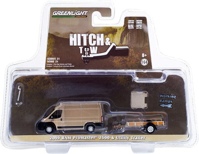 1/64 2019 RAM PROMASTER 2500 Y REMOLQUE UTILITY TRAILERC - ENGANCHE Y REMOLQUE