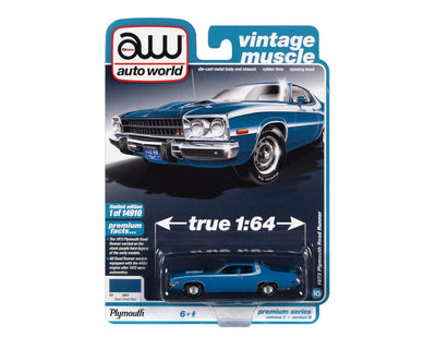 1/64 1973 PLYMOUTH ROAD RUNNER 440 BASIN STREET BLUE - MÚSCULO VINTAGE