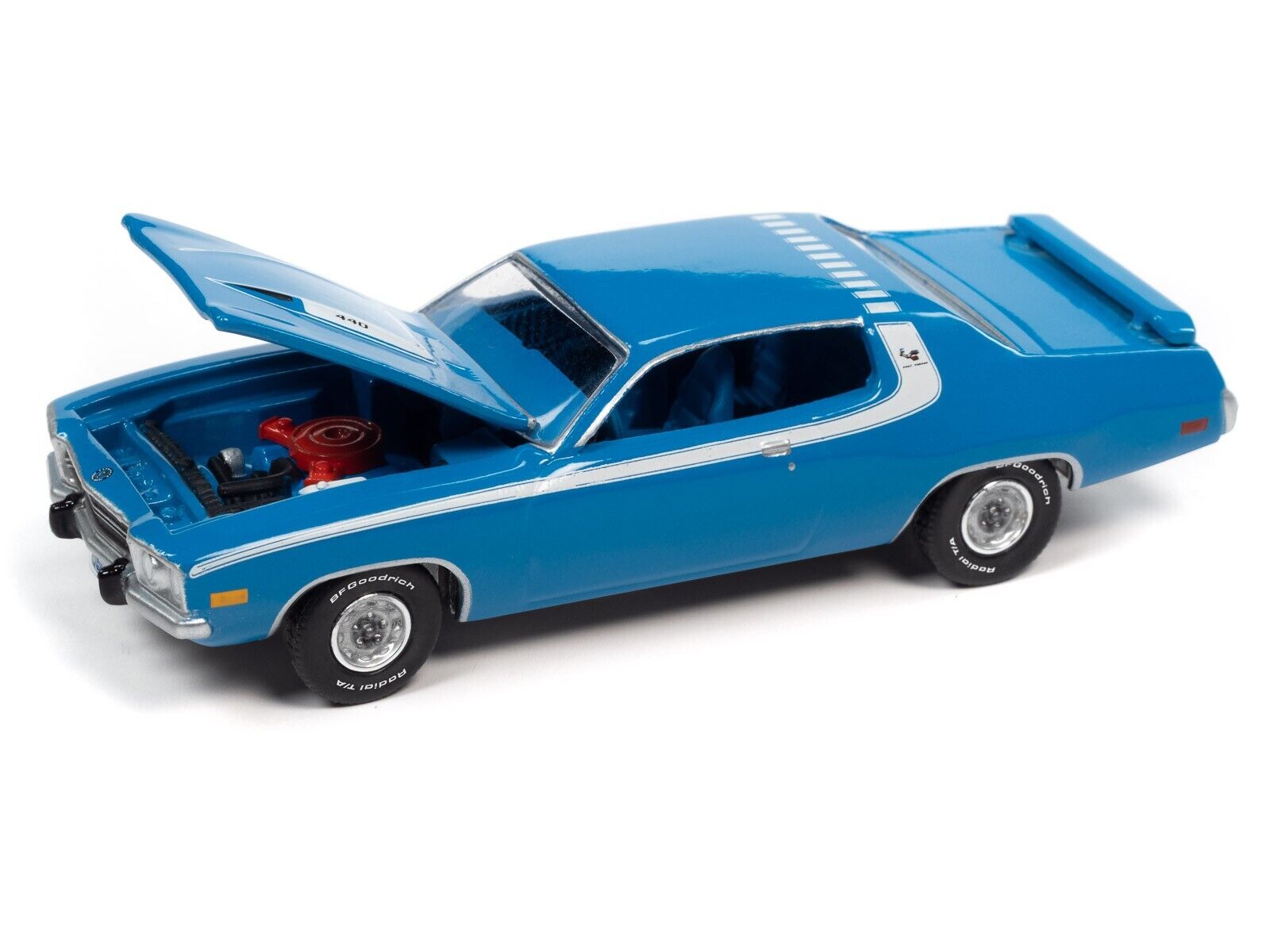 1/64 1973 PLYMOUTH ROAD RUNNER 440 BASIN STREET BLUE - VINTAGE MUSCLE