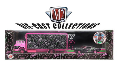 1/64 1966 FORD C-950 TRUCK & 1965 FORD MUSTANG 2+2 CHERRY COKE “CHASE” (750 PCS PINK VARIATION)  - M2 MACHINES