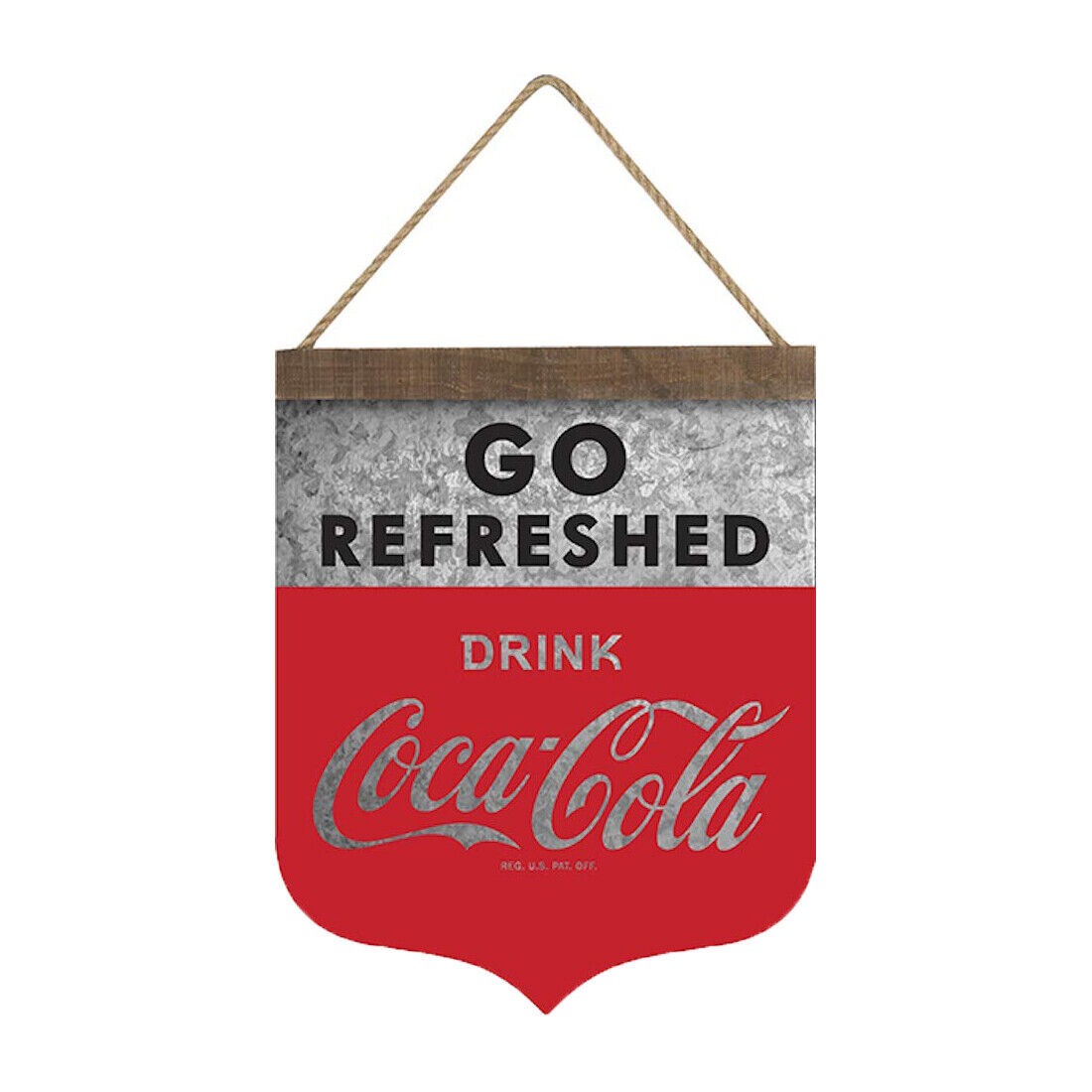 Reproducción de cartel colgante de metal con la bebida Go Refreshed de Coca-Cola 